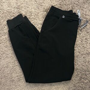 Figs Black Joggers with Gray Ribbon Accent